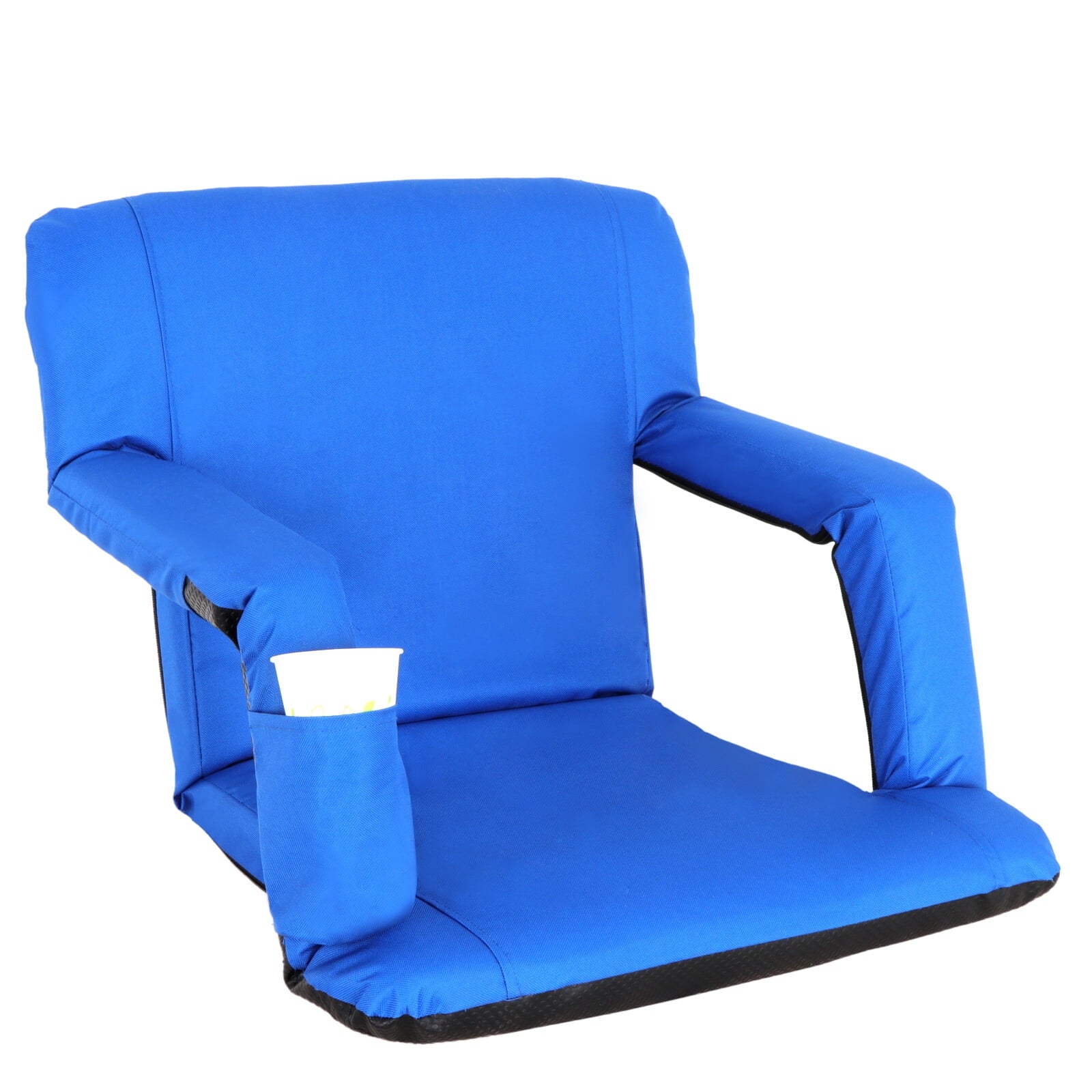 HomGarden Cushion Bleacher, Padded Folding Stadium Seat Chair Blue Portable