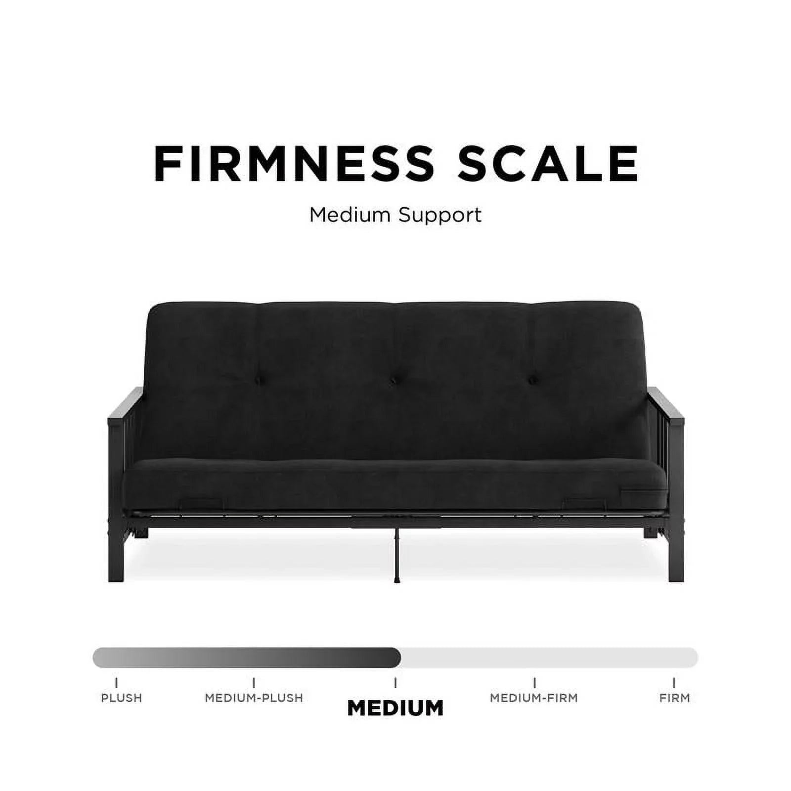 Thermobonded 6" Full Black DHP Metal Microfiber with Tallie Arm Futon Mattress