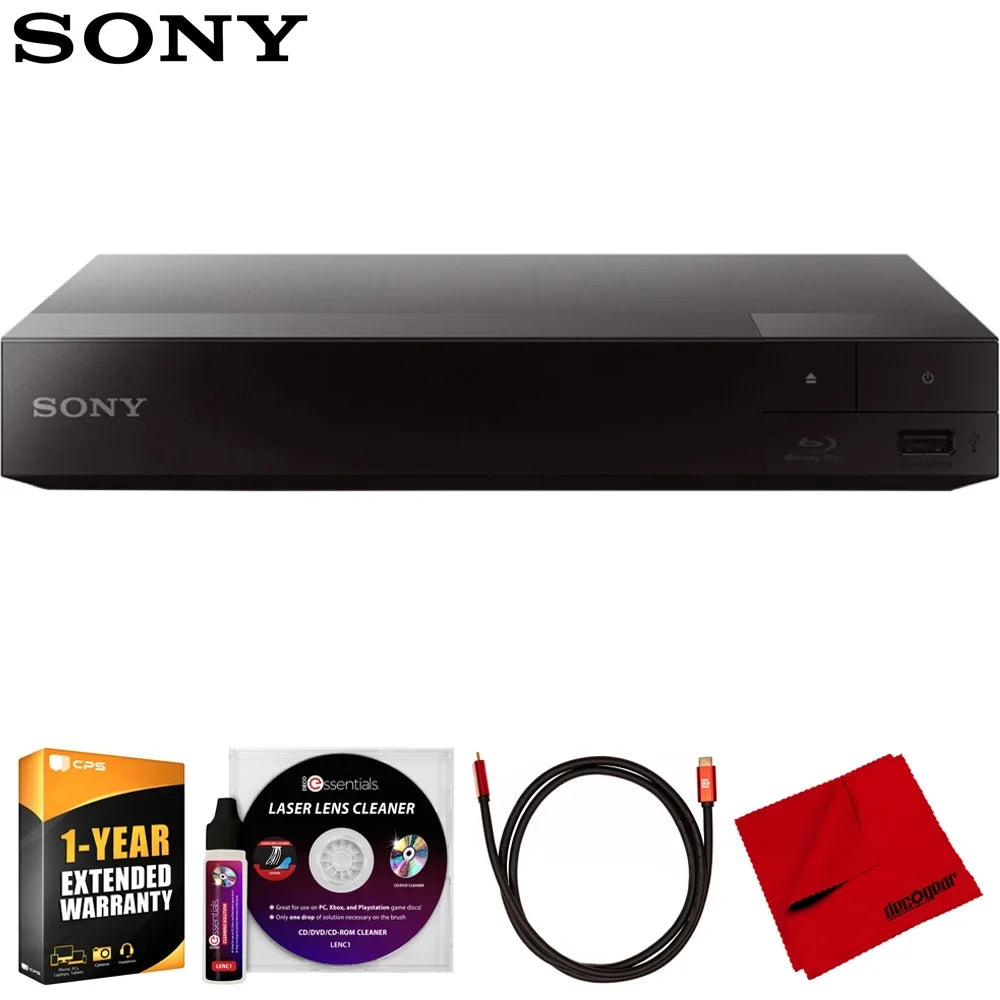 Laser Sony Bundle HDMI Enhanced BDP-S1700 Streaming Disc Blu-ray CPS Essentials 1 Gear Cable, Player Year Deco Deco 6FT Cloth, Cleaning Microfiber Lens with Cleaner Pack 4K & Protection