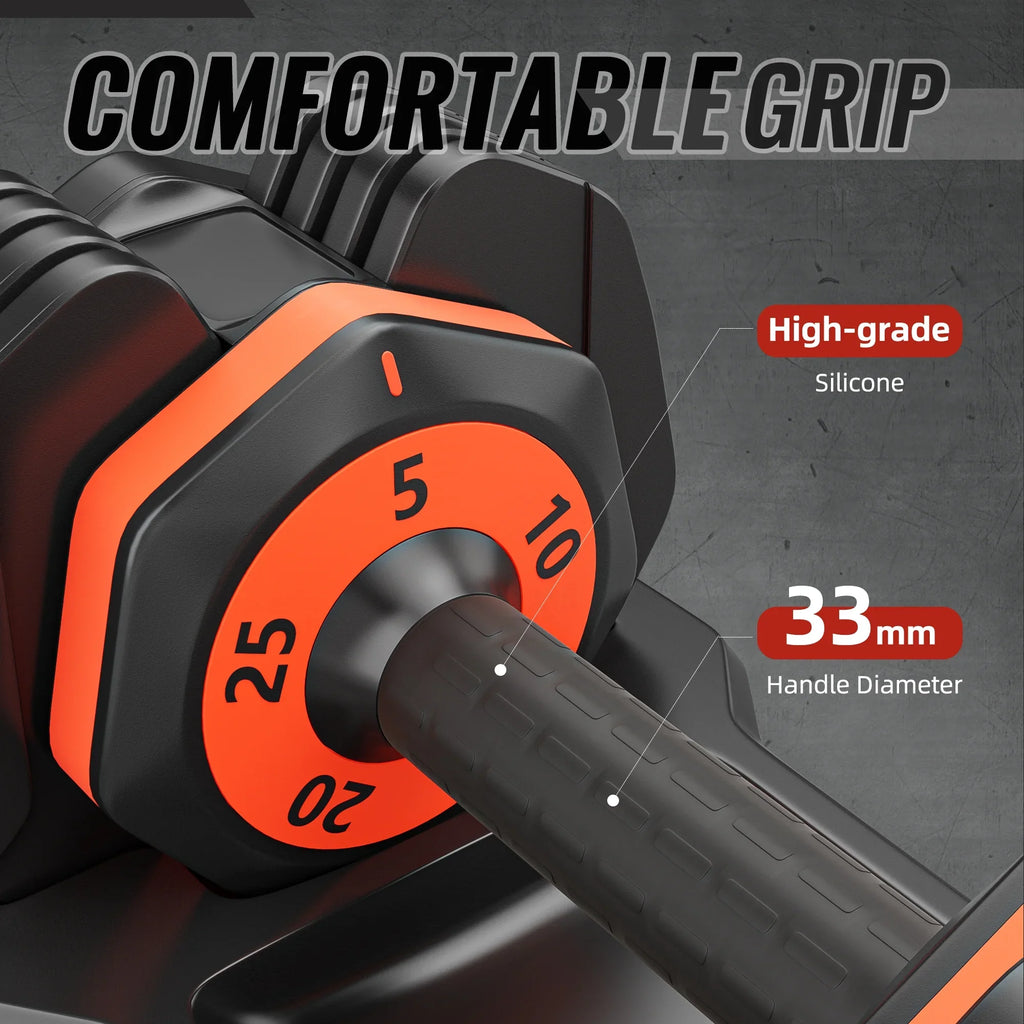 Home Dumbbell Full 5-in-1 Set Handle 25lbs Gym Body Anti-Slip for Adjustable Workouts - Metal