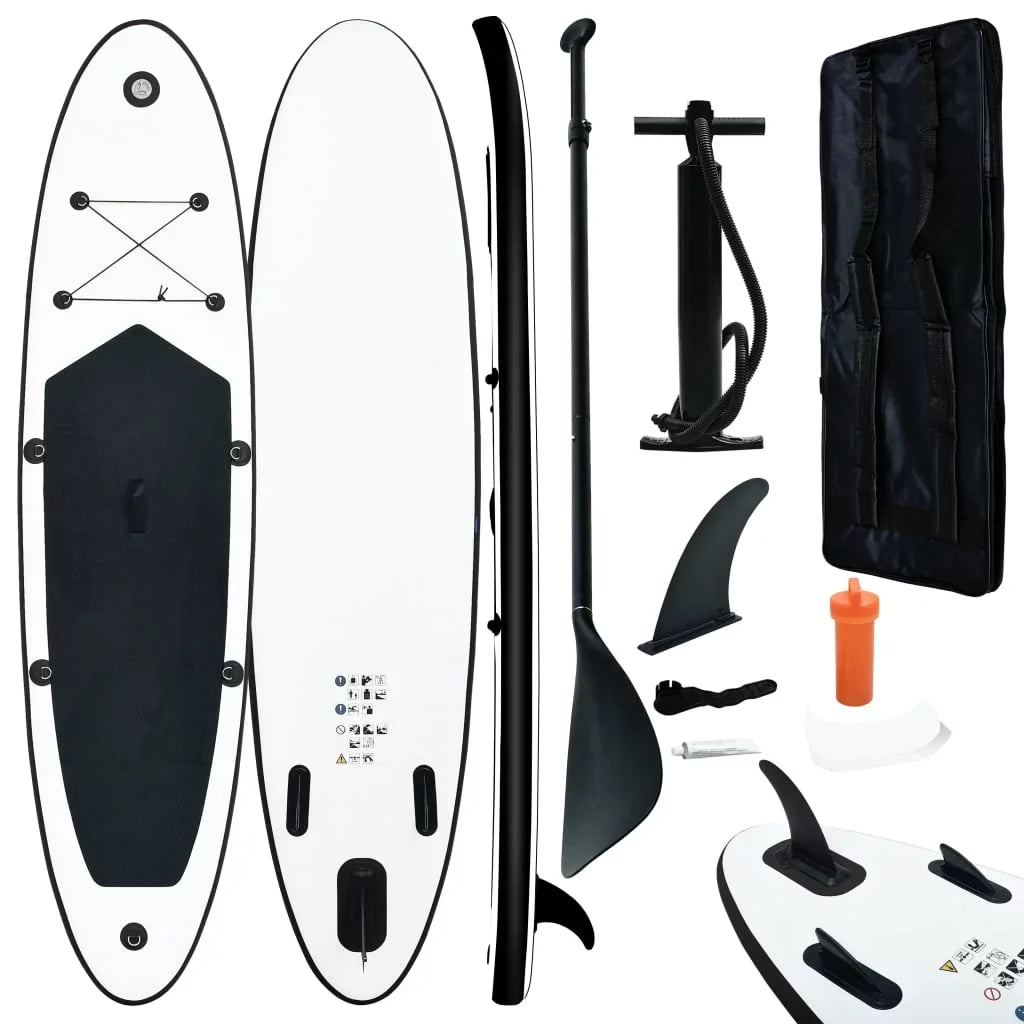 Inflatable and Stand Black up Set Board White Paddle Buyweek