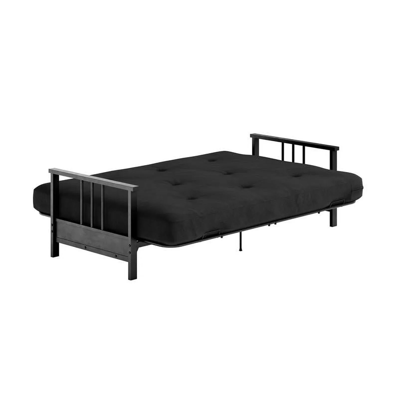 Thermobonded 6" Full Black DHP Metal Microfiber with Tallie Arm Futon Mattress