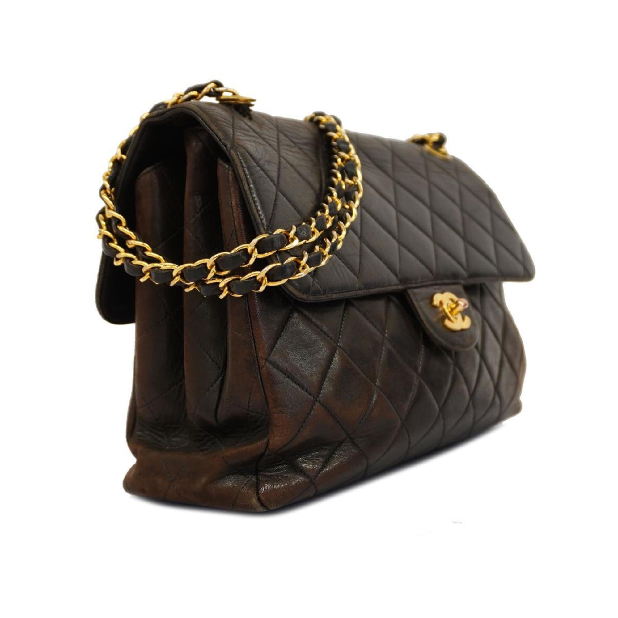 Women's Bag Matelasse Shoulder (Good) Pre-Owned Lambskin Double Chain Black W Face Chanel