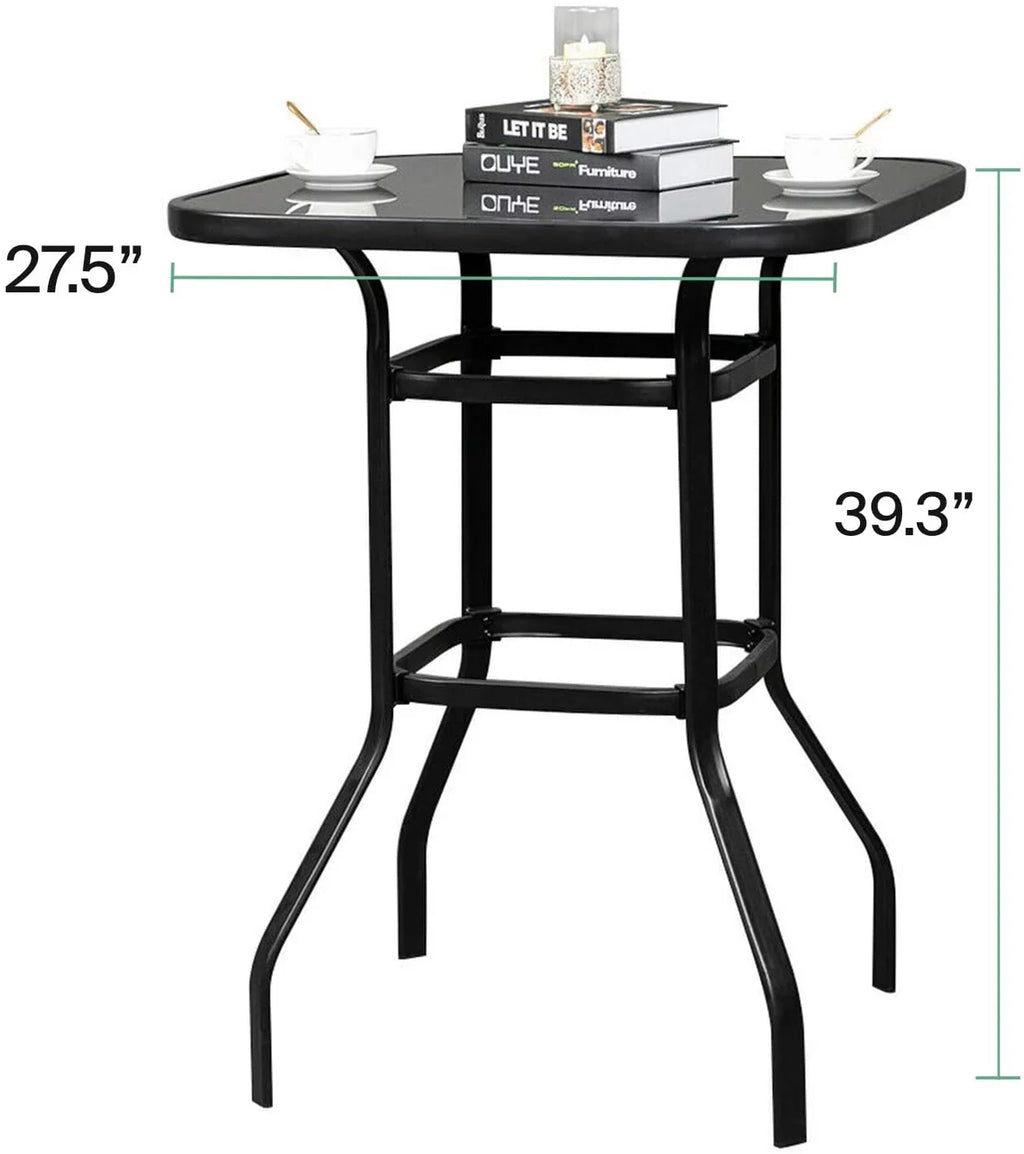 Marlowe Glass Aesthetically Metal Designed Solid Multi Finish Table With Bar Purpose