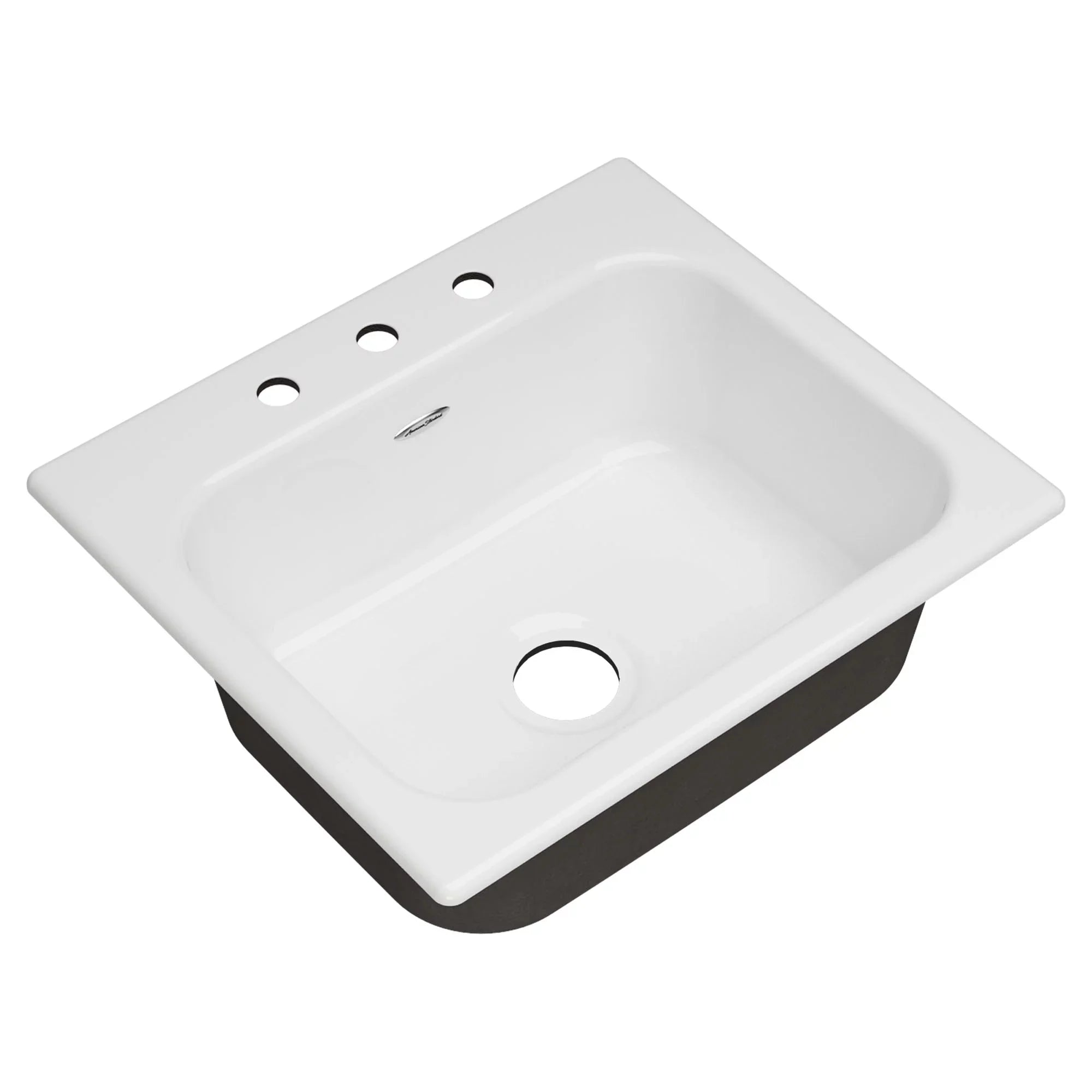 Kitchen Drop-in in Sink Bowl Quince in. American Cast 3-Hole Single White Standard 25 Brilliant Iron