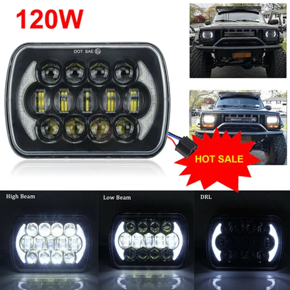 Cherokee LED Lo Pair Headlight Beam 400W DRL 5x7" 7x6" XJ Jeep Chevrolet For Hi
