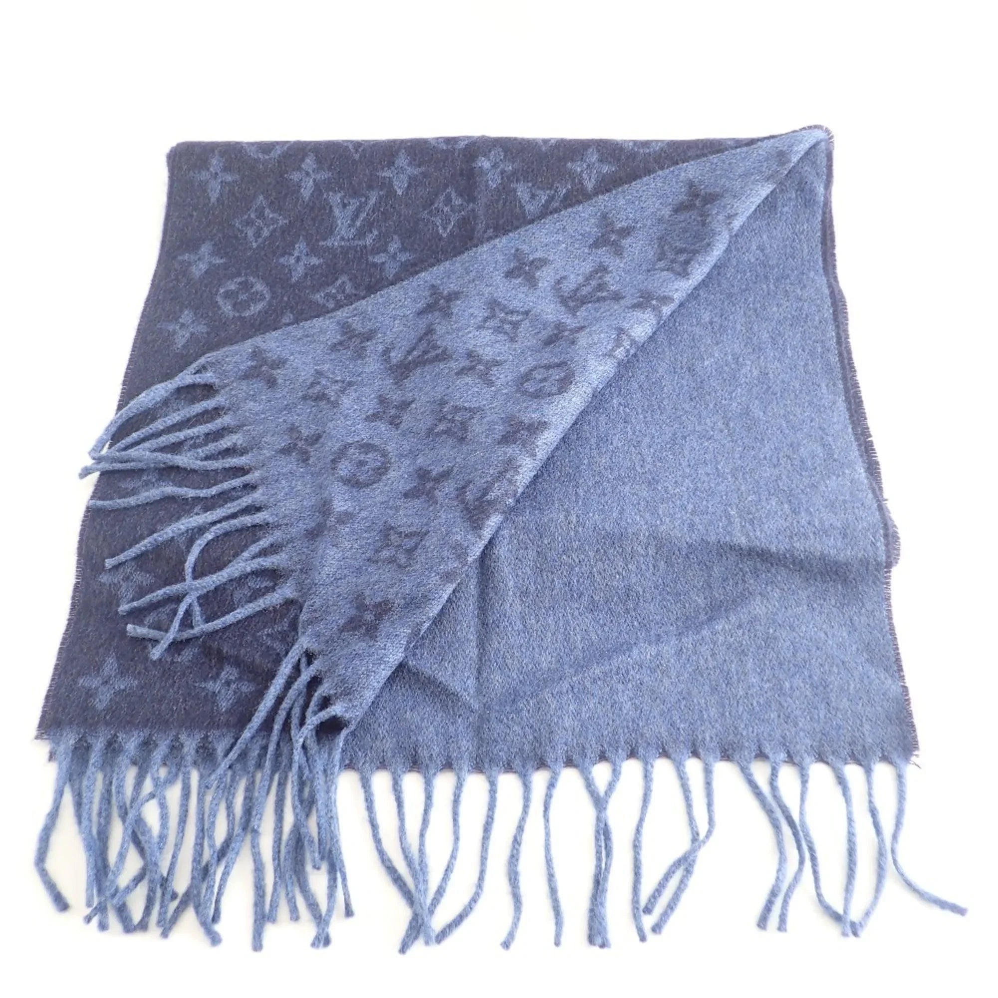 Scarf M70257 Monogram Blue (Good) Gradient Pre-Owned Men's VUITTON LOUIS Marine