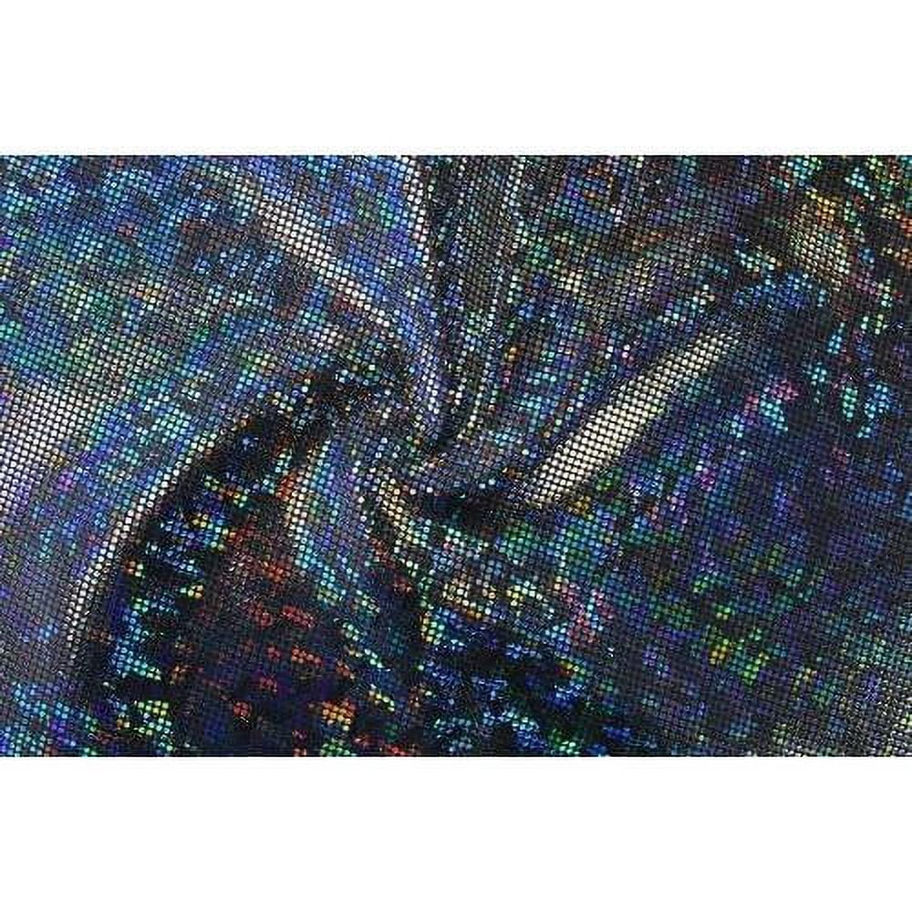 Fabric For 4-Way Gymnastics, Spandex Swimwear, Stretch Hologram-Black/Black- Dance Glass Shattered Etc.