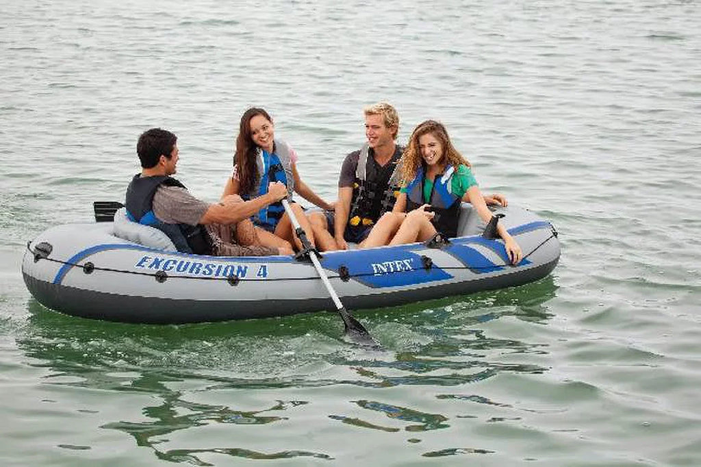 Excursion Pump Pack) (2 Person Intex Rafting 4 w/ Inflatable & Oars Boat Fishing