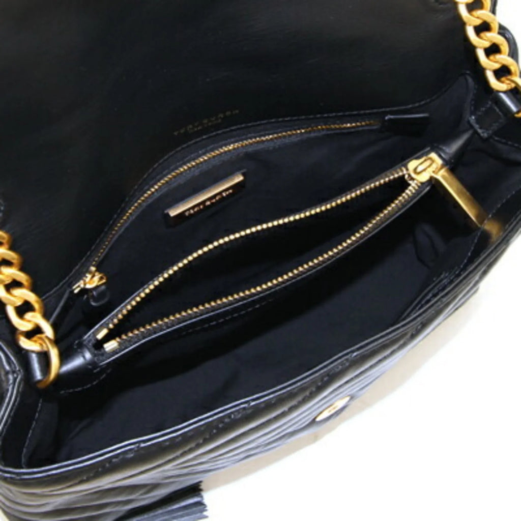 BURCH Shoulder Quilted Chevron Kira Bag Tory Chain Pre-Owned TORY (Good) Black Women's 58465 Leather Burch