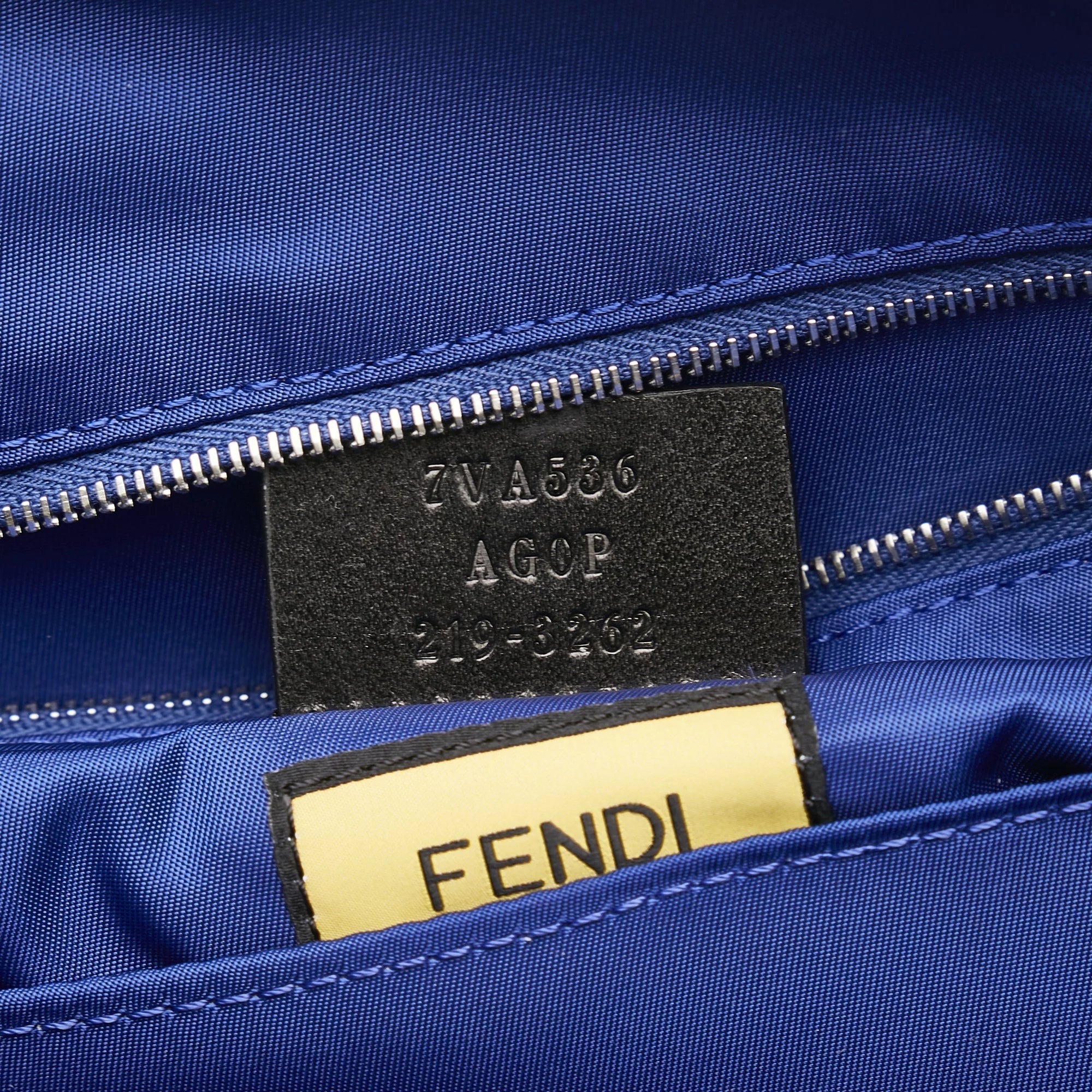 Bag Pre-Owned Lock Crossbody Blue FF Authenticated Unisex Nylon Crossbody (Good) Fendi Fabric