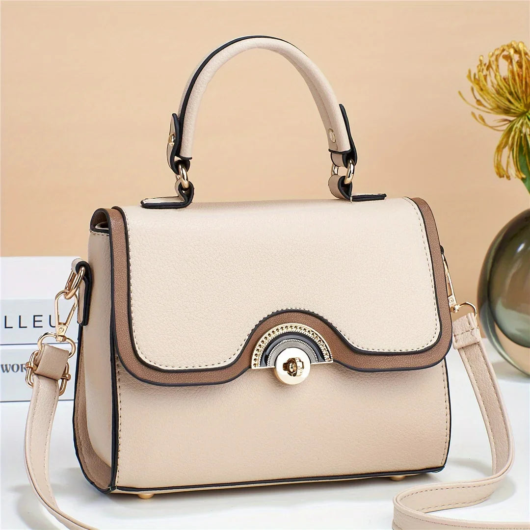 Turn Ontrast Junior Bag, Flap Trendy Lock Square Purses Color Handbags, Women's Crossbody