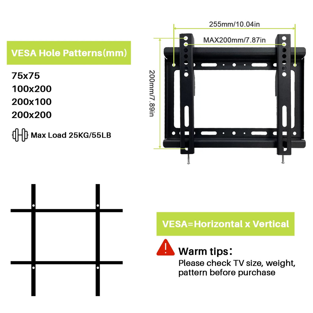 Most Sylvox Max TV OLED 14-42 for Mount 200x200mm up lbs Wall LED 75x75mm RV Inch LCD TV Flat VESA Screen Mount, TV, to 55