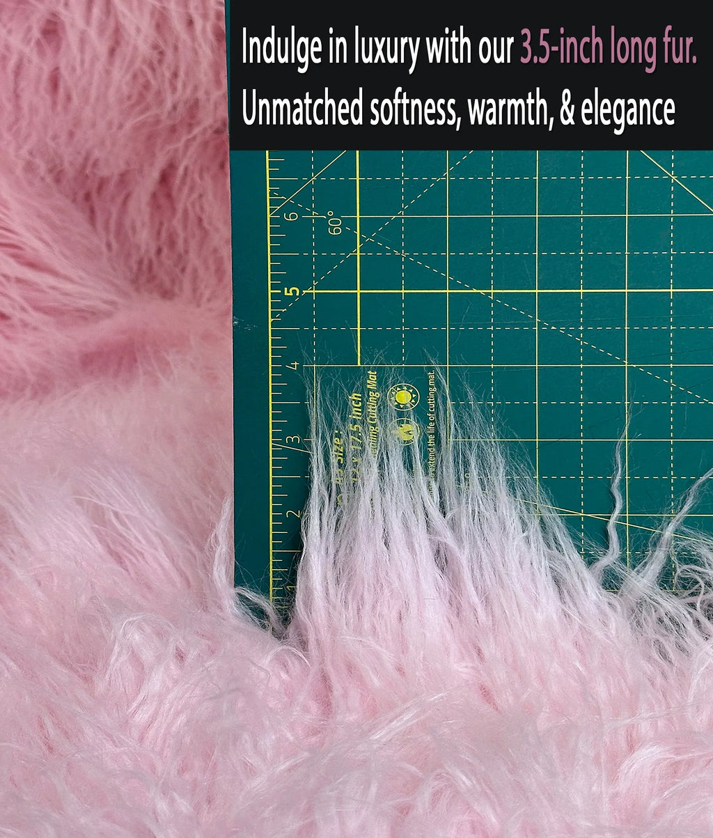 LONG 3.5" Japanese CURLY (Pink) Fire / Fake Sold Cosplay Yard Wide Faux by Craft, 58" Pile Yak Sewing Yard 2.3oz FUR Continuous Per Yarn Retardant
