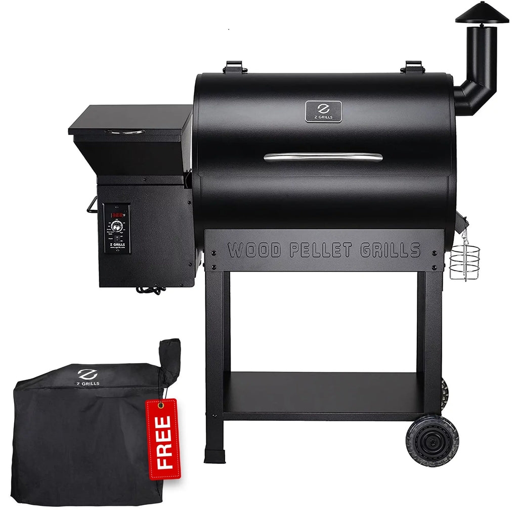 ZPG-7002B Pellet Z Wood Grill 8-in-1 GRILLS & Smoker BBQ 694 Black in. sq.