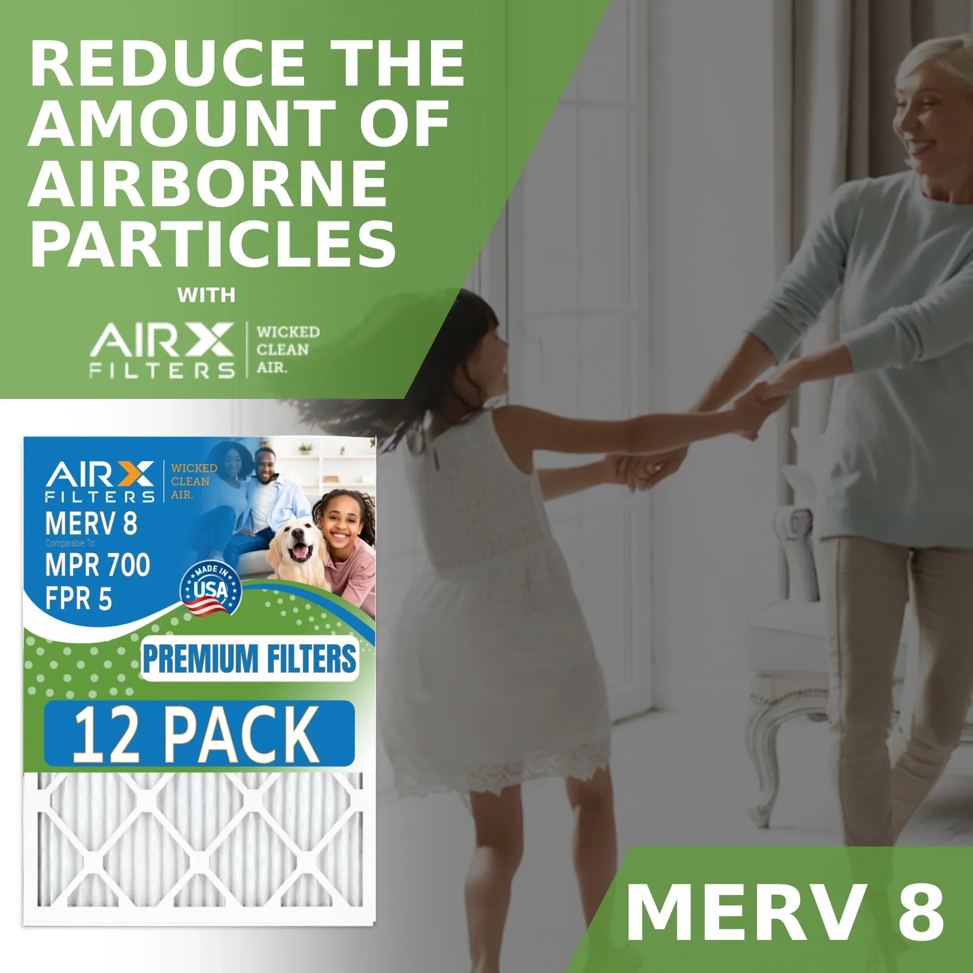 Made WICKED 5 AIR. FPR - AIRX Filters of USA 24x24x2 700 Comparable Air Pack MERV 8 Filter Rating, in FILTERS CLEAN Furnace to 12 MPR by &