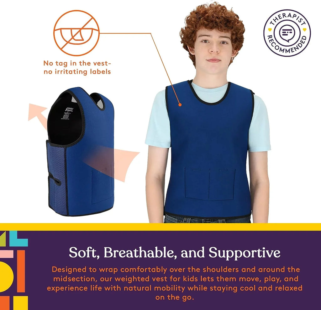 Disorders, Kids with and Fit Adjustable Compression with Special 24x42 Vest Supportive Supplies Processing Weight inches) Weighted Calming ADHD, and for (Large Sensory Autism,