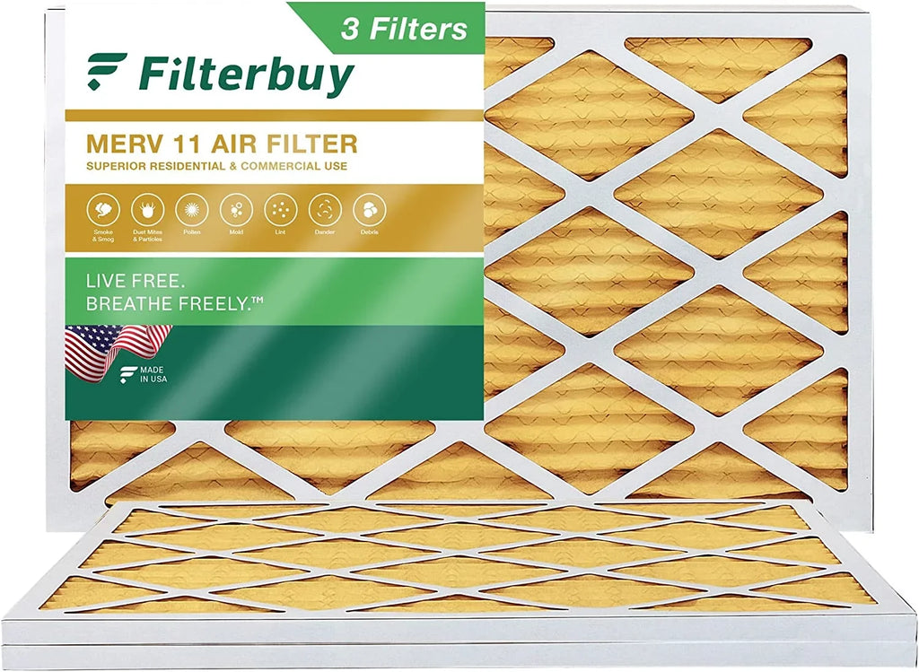 Filterbuy Furnace MERV Pleated (3-Pack) 20x36x1 AC Air 11 Filters HVAC