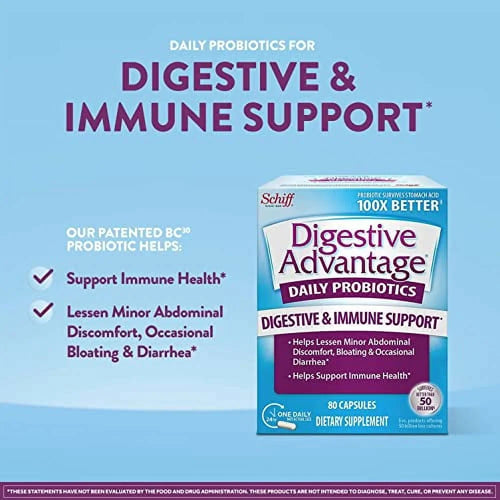 & Health, & Abdominal Minor Women Digestive Gut Advantage Occasional For For Digestive Probiotics Support For Discomfort Probiotics Health, 80ct Capsules Men, Daily Bloating,
