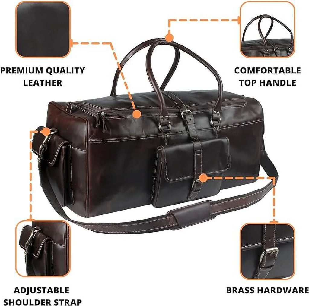 Gym Leather Bag Buffalo Vintage Leather Weekender Hulsh Holdall Overnight Duffle 24 for Bag Style Top Classic Travel Sports Men Bag Grain inches Bag
