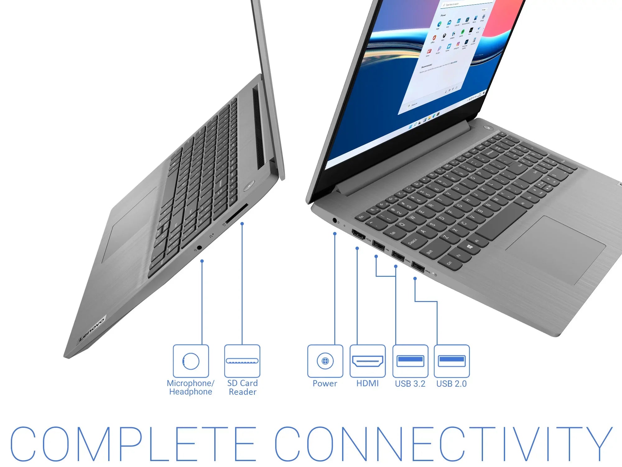 8GB S Core IdeaPad 256GB Bluetooth, Card HDMI, Touch Wi-Fi, Intel Pro HD 3 11 i3-1115G4 RAM, Laptop, Reader, Upto Lenovo Display, NVMe SSD, 15.6" Windows 4.1GHz,