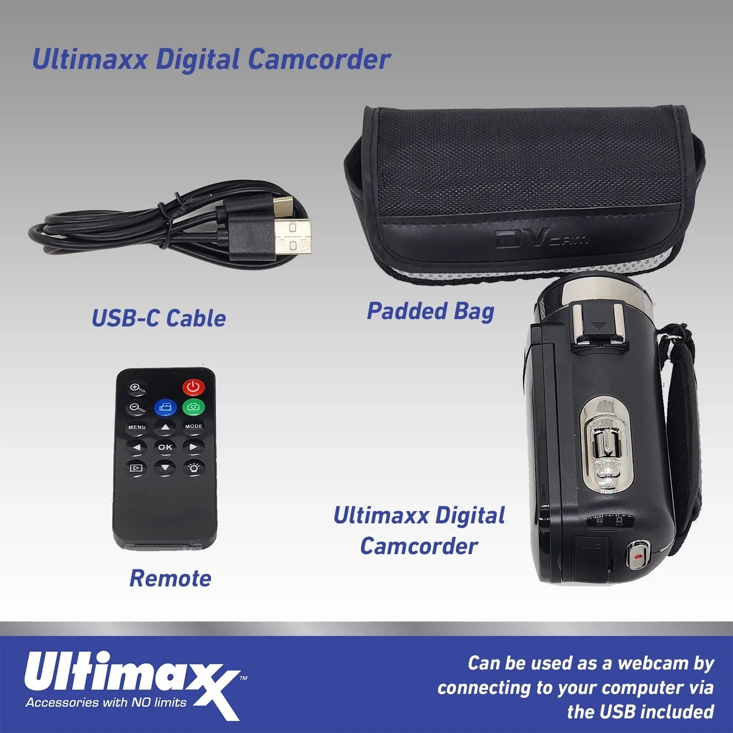 Bundle Ultimaxx with LED Vlog HD Camcorder Light 4K Ultra Video 42MP Camera