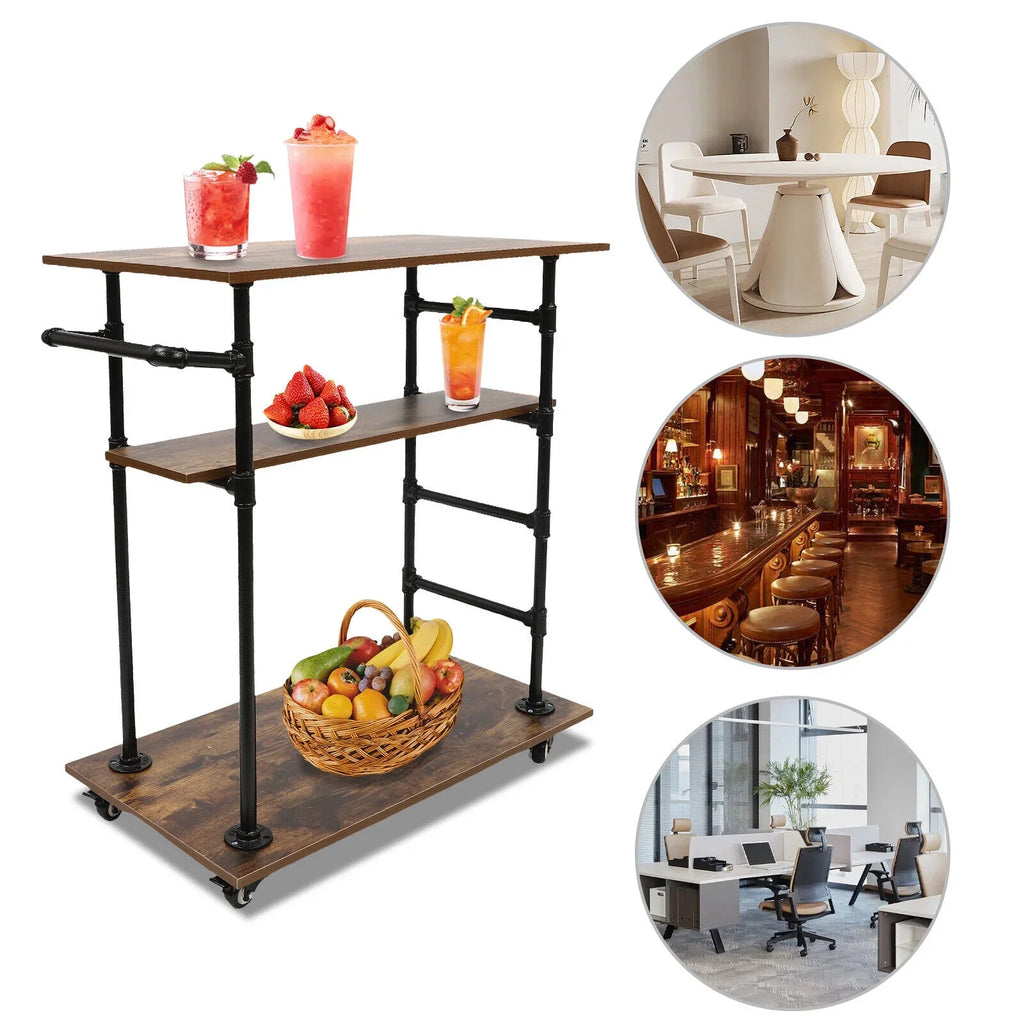 Universal Kitchen Wheels W/ Removable x17.7"W Cart Hooks x39.4"H 3 Layers 31.5"L