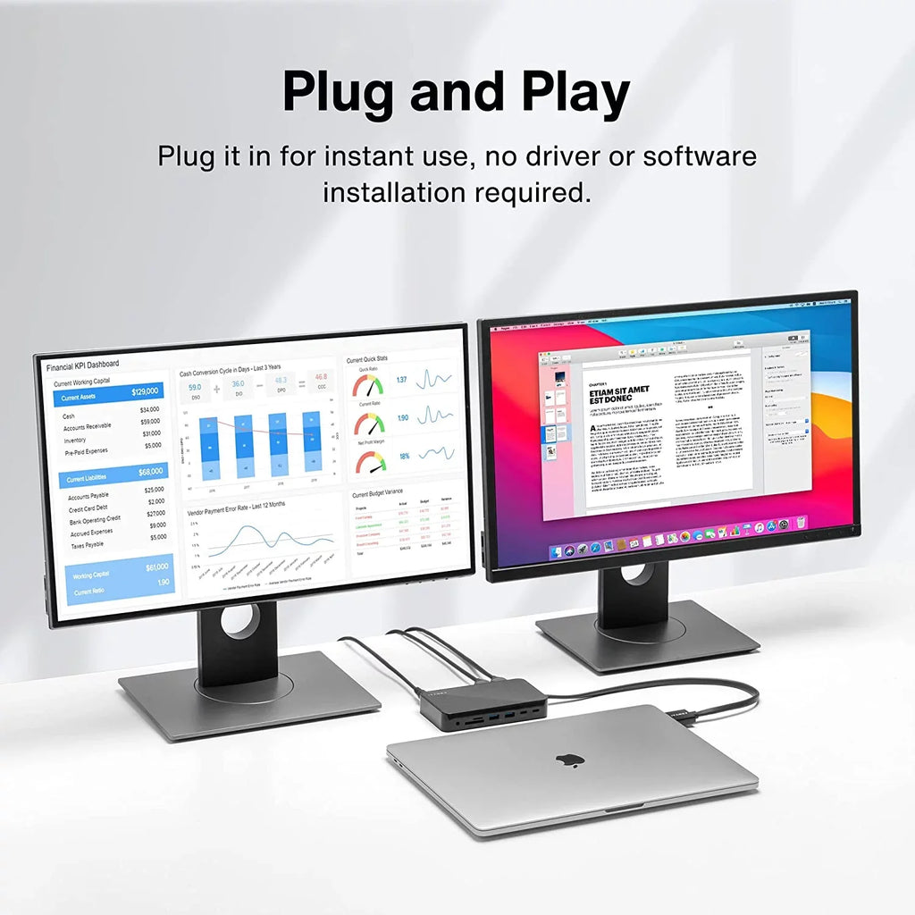 in Power Station 2 Pro Adapter, Station MacBook iVANKY VCD03-US 12 USB Docking C Dual 4K@60Hz 180W