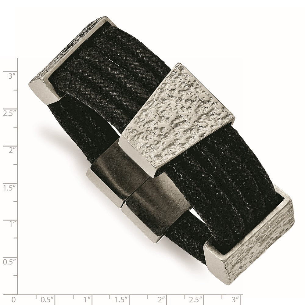 Fancy Cord Polished Multi-strand Textured and in 8 Steel Bracelet Stainless mm