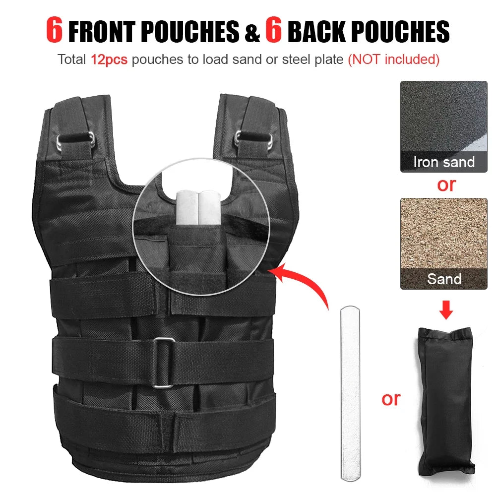 (Empty) Adjustable Loading Weighted Oxford Training Tomfoto Jacket Cloth Weight Strength 50kg Vest Loading Exercise Max Weight
