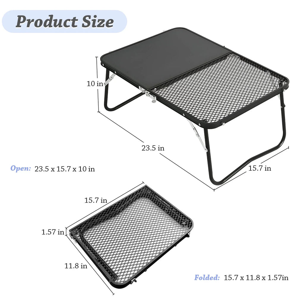 Barbecue, Board Camping Picnic, Table, Campfire and Outdoor for Table Fishing,Camping. 2-in-1 Portable Grill Folding Cutting