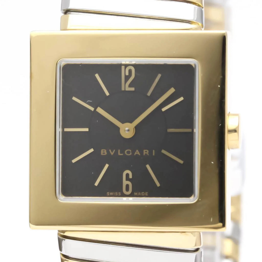 18K Steel 2T BVLGARI SQ22 BF552142 Gold Quadrato Ladies Quartz Watch (Good) Polished Pre-Owned