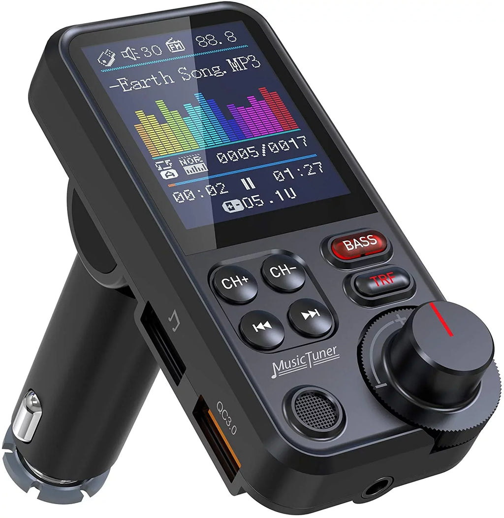 KM30 for Adapter Sound with and FM Bass Bluetooth QC3.0 Free Car Player- car, Screen Music Strong Charging, for Calls, Color Treble Microphone Hands 1.8" Supports Transmitter Bluetooth