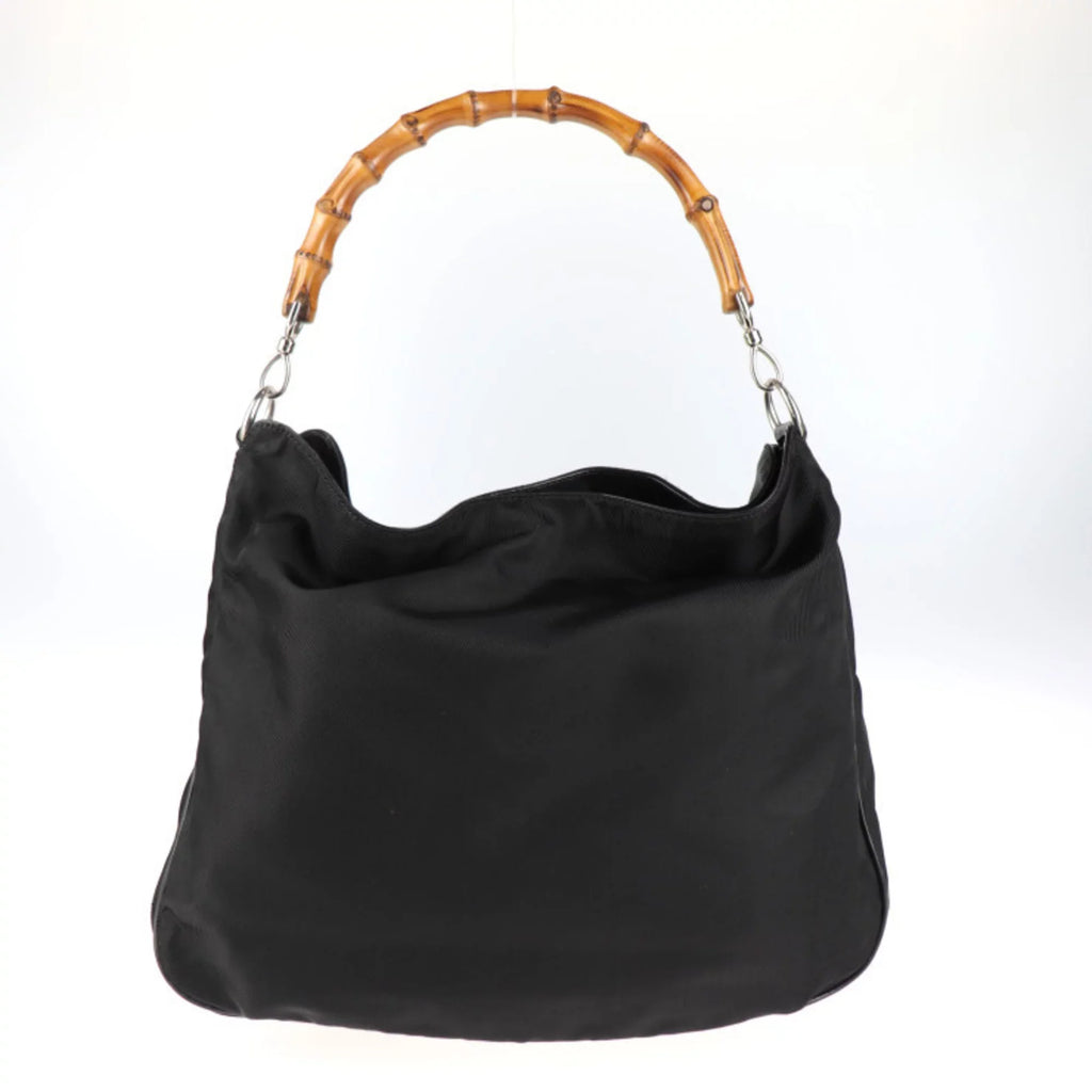 canvas Pre-Owned bag black bamboo handbag 001/1705/1577 tote GUCCI (Good) Gucci