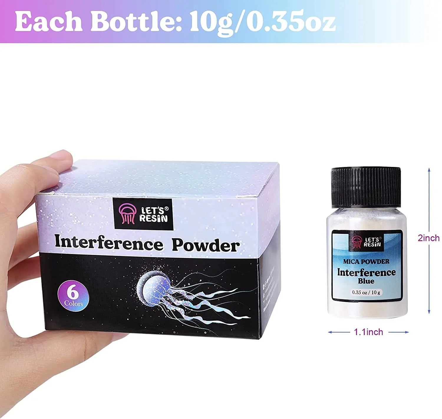 Resin, LET'S 6 Pigment for Powder Mica Slime, Resin Interference for RESIN Paint, Art Mica Resin, Colors Pearl Spirit Powder Epoxy Powder,