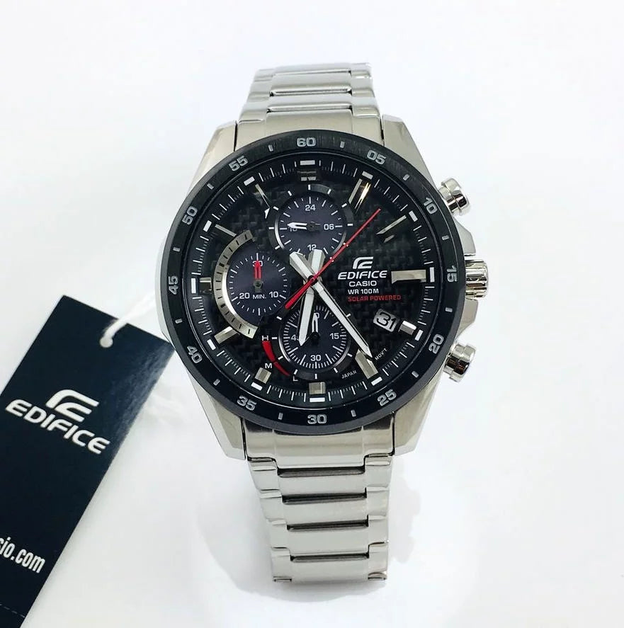 EQS-900DB-1AVCR Steel Edifice Men's Casio Watch Stainless Chronograph Solar-Powered