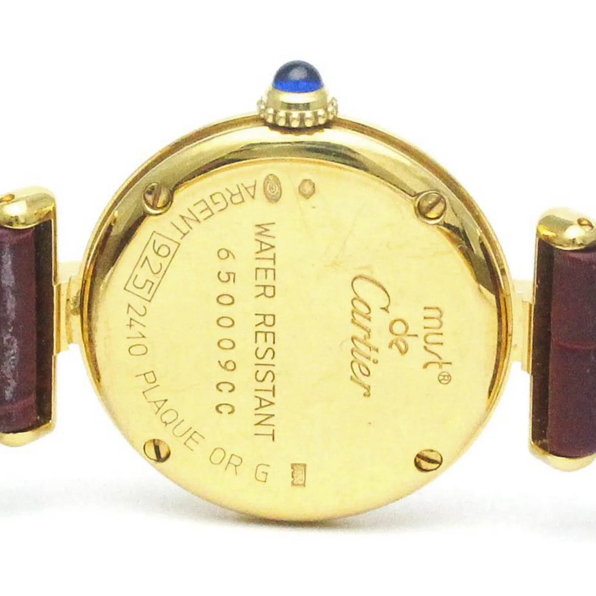 Leather Watch Pre-Owned CARTIER BF568960 Plated Gold Quartz (Good) Must Colisee Ladies