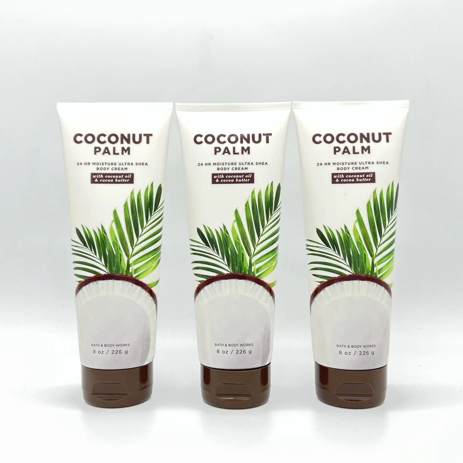 Cocoa 8oz & Works 3 Body Coconut Cream Butter, Moisture 24-Hour with Pack Body Bath Shea & Palm Oil of Coconut Ultra