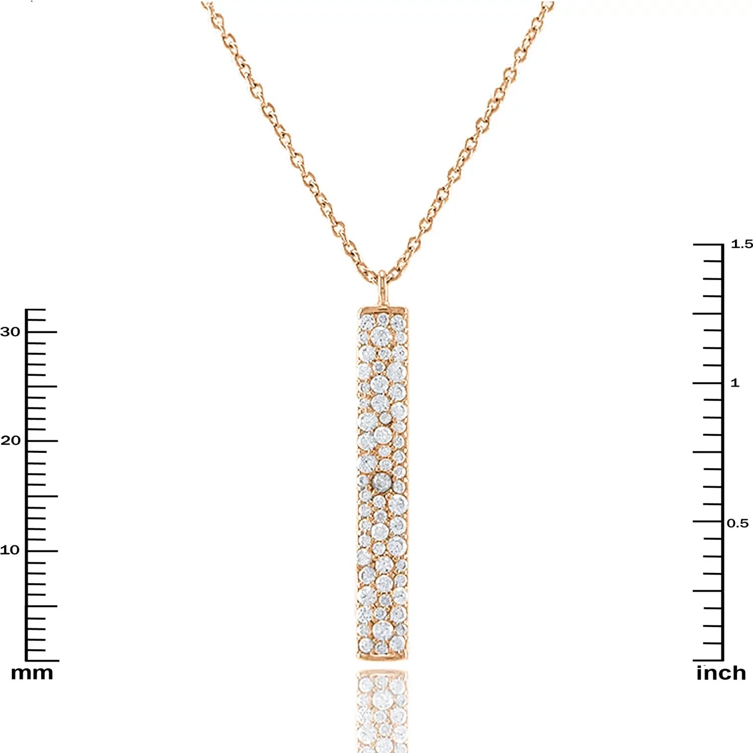 Rose Zirconia Inc for Plated Accented Pendant Cubic Box Women, Teens Boutique Gold Necklace Blue Vertical Bar