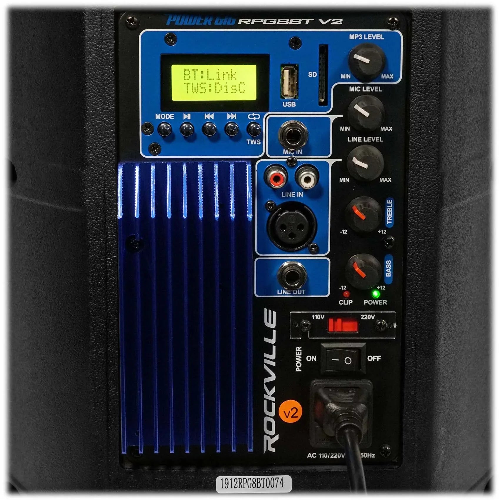 400W RPG8BT Powered Speaker PA 8 BlueTooth/Wireless/Remote/EQ Rockville V2 inch DJ