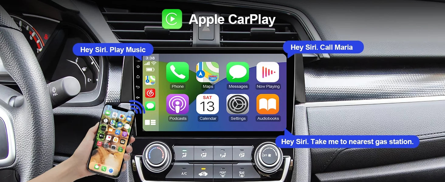 10 Android Radio Car Wheel Inch Din 2016-2020 Honda Touchscreen Built-in Backup Wireless 9 Civic Camera Double Carplay/Android with Auto/GPS/Bluetooth/FM/AUX-in/Steering Stereo Control for 2+32G