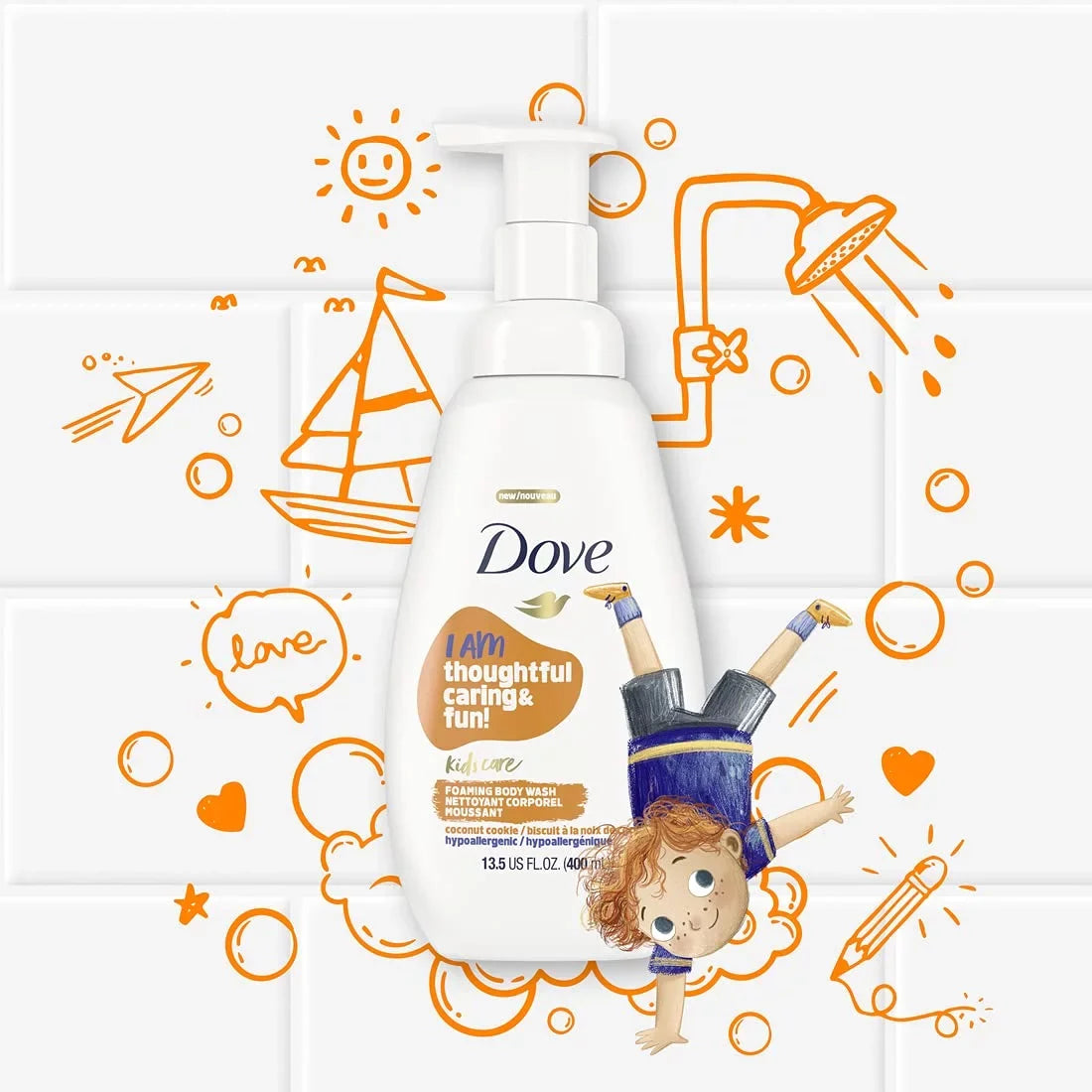 Fl Care, Oz, 13.5 Kids 4. Wash Foaming Coconut Skin Body Dove Sulfate-Free For Cookie Of Pack