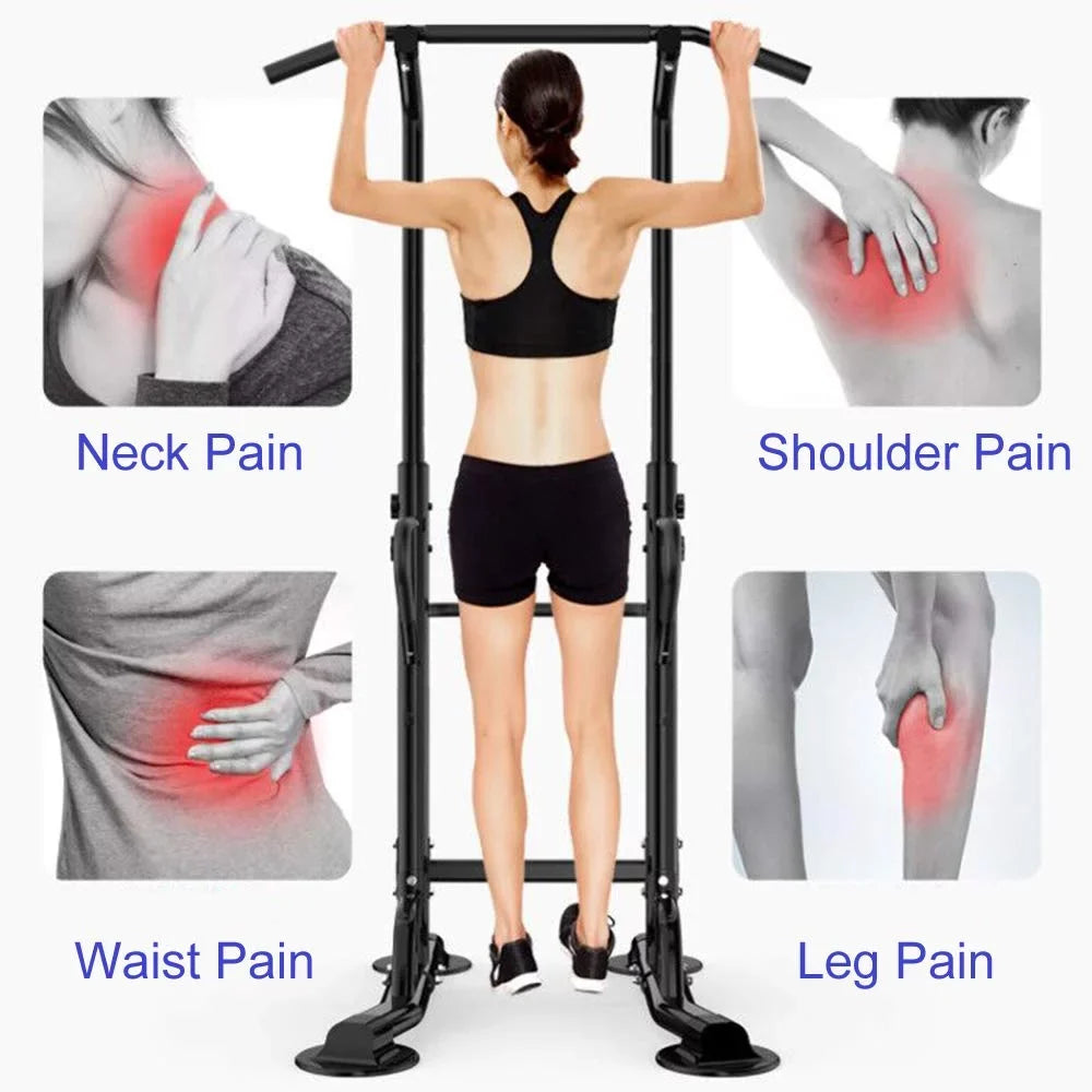 with Black Power Training Tower Wellynap Height 36.2" Bar, - Equipment Strength Up Workout Adjustable Pull