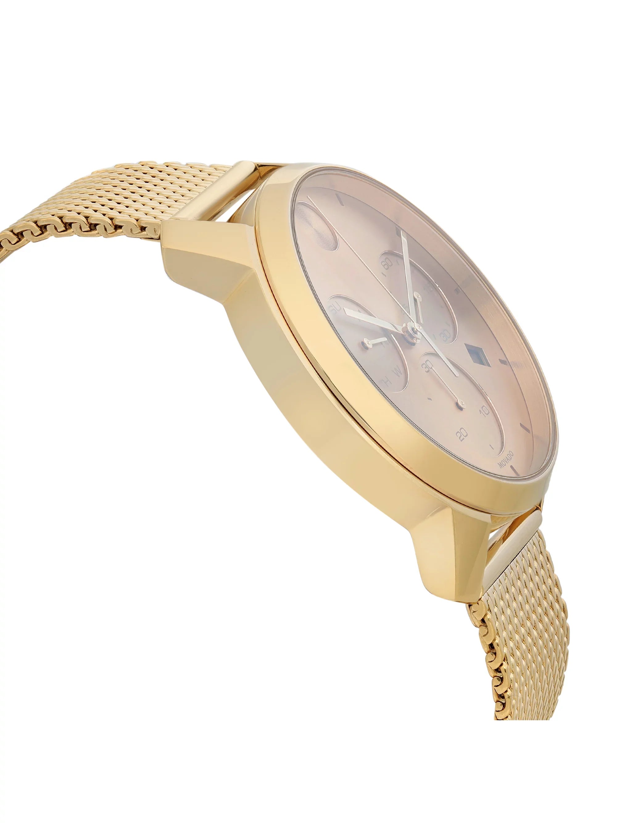 3600634 Bold Steel Champagne Thin Quartz Gold Watch Dial Movado Chronograph Tone