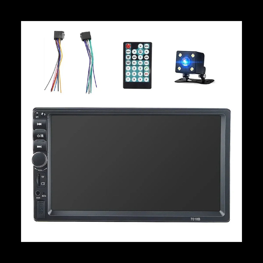 Stereo Mirror Camera& Support Touch Control Din LCD 7" Car +Rear Radio View with Remote Link/DVR/USB/FM/SD/MIC in-Dash MP3 Bluetooth Screen Double Head Car Unit
