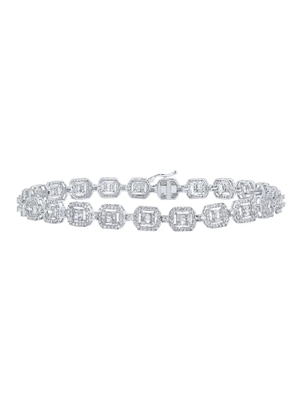 4 Worldwide Link Square Gold Ctw Baguette Diamond Mens Bracelet Macey White 10k Jewelry
