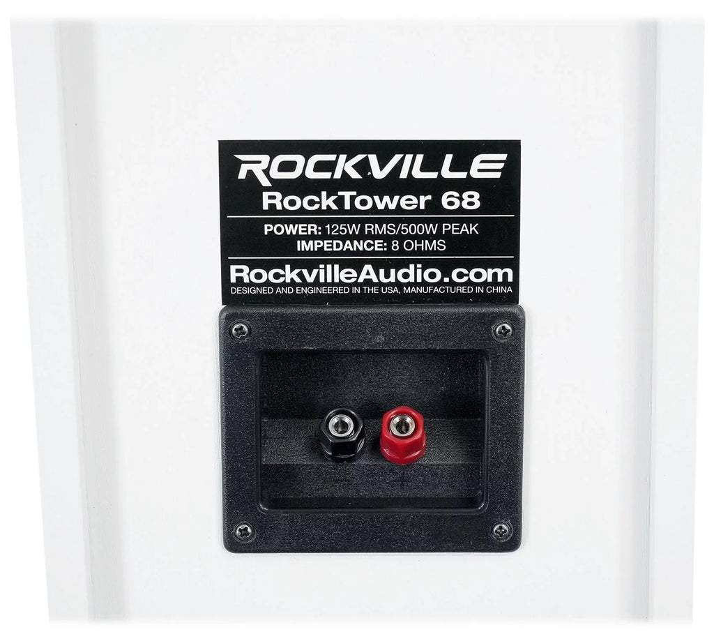 Home Ohm 8 RockTower Speakers 68W Audio (2) Tower White Passive Rockville