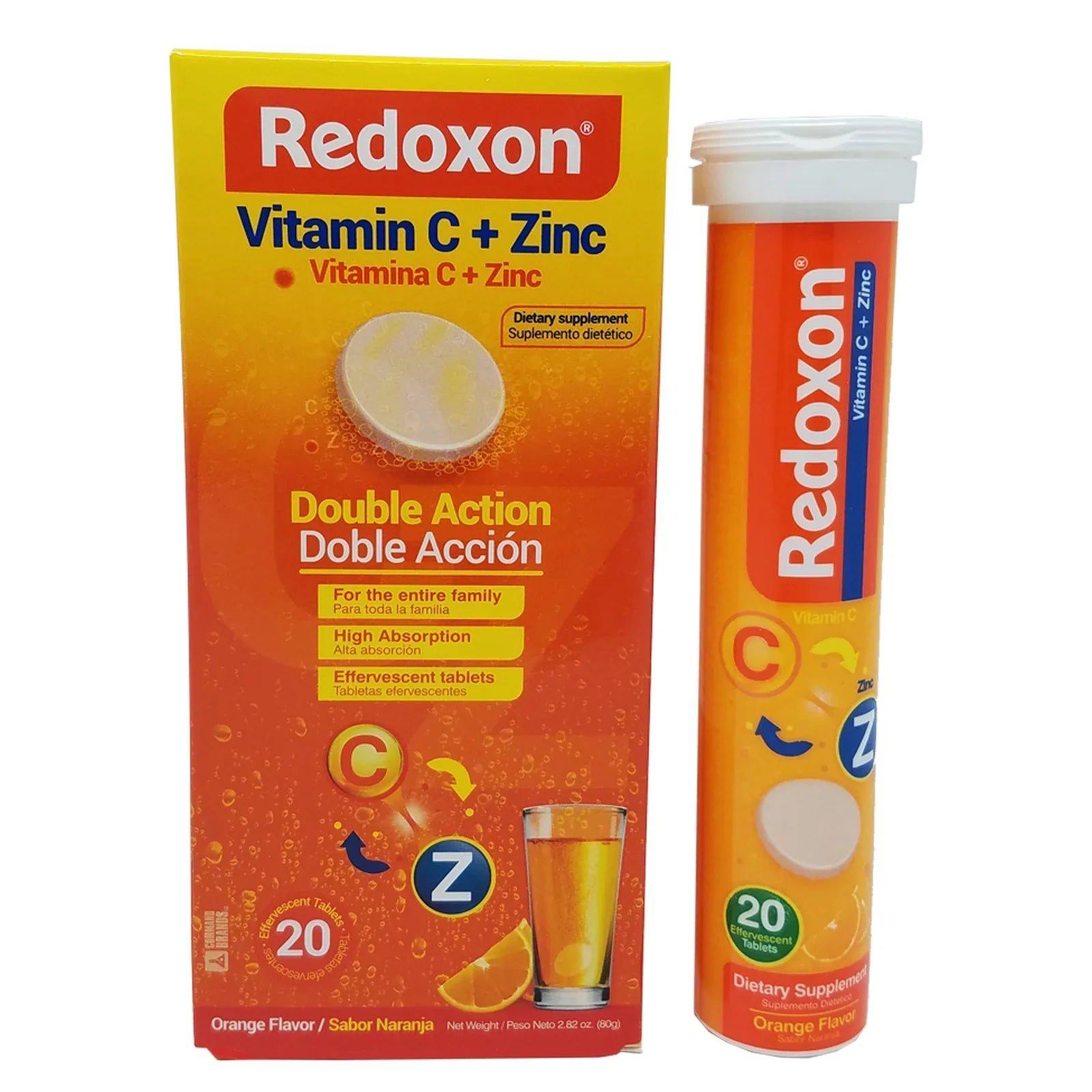 Dietary Redoxon of Tablets. 2.82 6 C with Vitamin oz. Supplement. Pack Zinc. 20