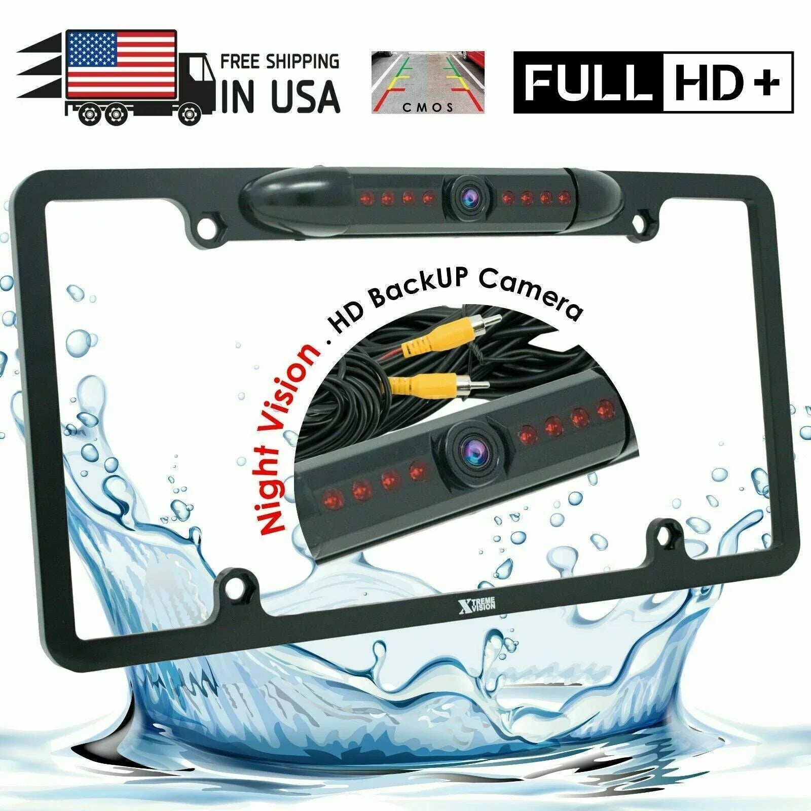 Plate Backup Angle Waterproof Night HD Vision Wide License 12x Rear View Bundle Camera