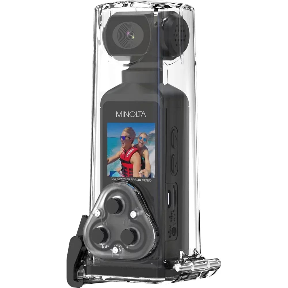 (Black) & 4K Waterproof Minolta HD Ultra Housing Pocket w/WiFi MN4KP1 Camcorder